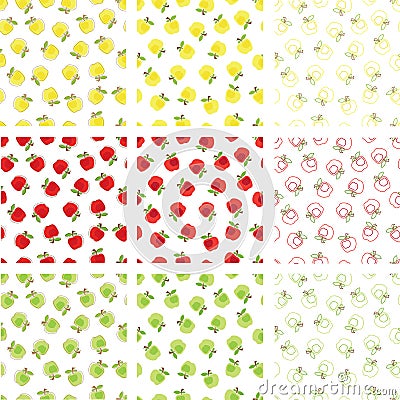 Apple seamless patterns Vector Illustration
