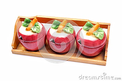 Apple shaped containers Stock Photo