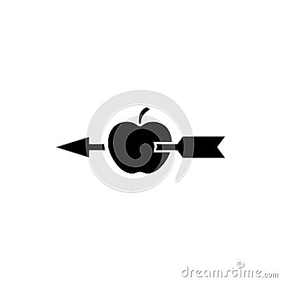 Apple Shot with Arrow Flat Vector Icon Vector Illustration