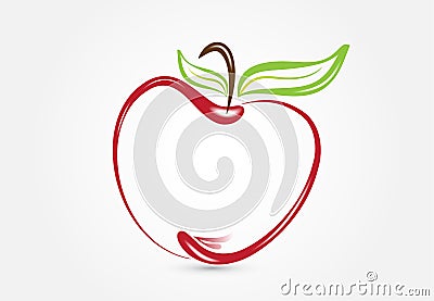 Apple silhouette line art logo vector Vector Illustration