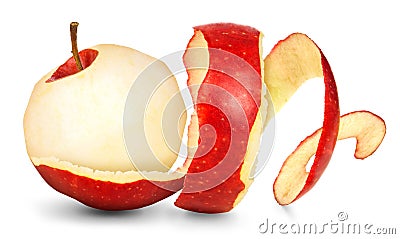 Apple with the skin in a spiral Stock Photo