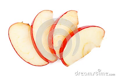 Apple slices isolated on white background close-up. Top view Stock Photo