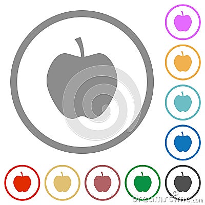 Apple solid flat icons with outlines Vector Illustration