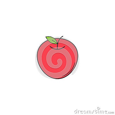 Apple solid line icon, healthy fruit Vector Illustration