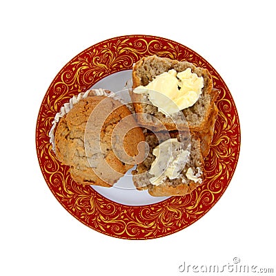 Apple Spice Muffins Overhead View Stock Photo