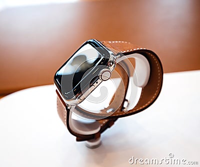 Apple Store with luxury Hermes Apple Watch Series 4 wearable Editorial Stock Photo