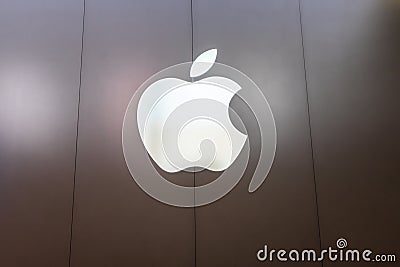 Apple Store, UK.Apple logo american multinational technology company Editorial Stock Photo