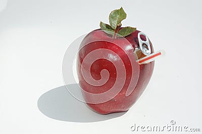 Apple and straw Stock Photo