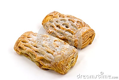 Apple Strudel Puff Pastry German, Isolated On A Wh Stock Photo