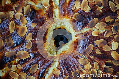 Apple sweet bread with almond flakes Stock Photo