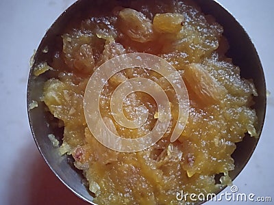 Apple sweet tasty jam with dry friuts Stock Photo