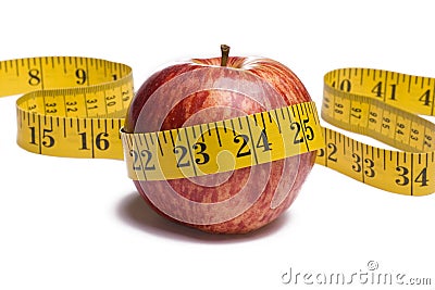 Apple with Tape Measure Stock Photo