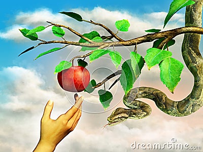 Apple temptation Cartoon Illustration