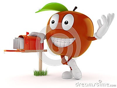 Apple toon with mailbox Stock Photo