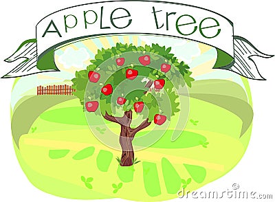 Apple tree with title Stock Photo