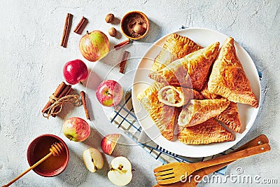 Sweet apple turnover on a white plate Stock Photo