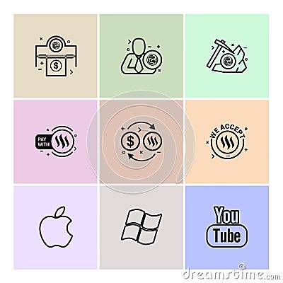 apple , windows , youtube , Nexus , nxs , crypto , currency , cr Vector Illustration