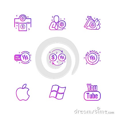 apple , windows , youtube , Nexus , nxs , crypto , currency , cr Vector Illustration