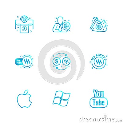 apple , windows , youtube , Nexus , nxs , crypto , currency , cr Vector Illustration