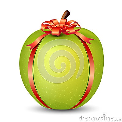 Apple wrapped with Ribbon Stock Photo