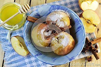 Apples baked in the oven Stock Photo