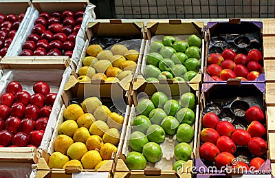 Apples crates Stock Photo