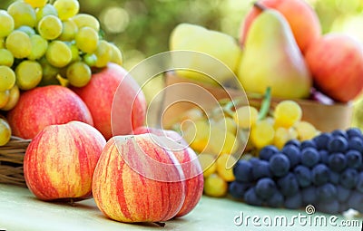 Apples, grapes and pears Stock Photo