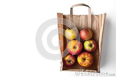 Apples inside a paper bag Stock Photo
