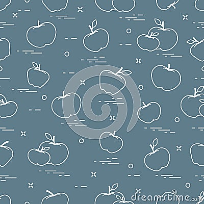 Apples juicy fruit. Seamless pattern Vector Illustration