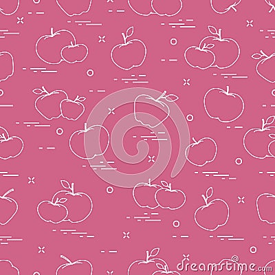 Apples juicy fruit. Seamless pattern. Vector Illustration
