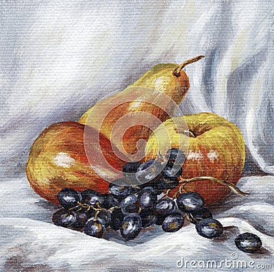 Apples, pears, grapes Stock Photo