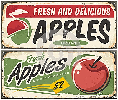 Apples retro signs Vector Illustration