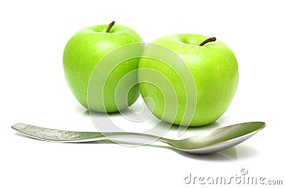 Apples and spoon 3 Stock Photo