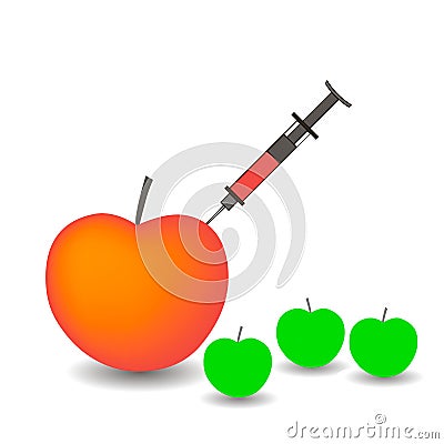 Apples and syringe Vector Illustration