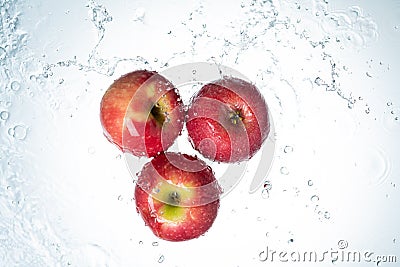 Apples Water Splash Stock Photo