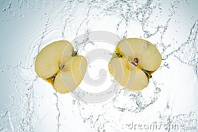 Apples Water Splash Stock Photo