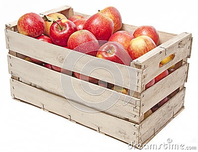 Apples in wooden box Stock Photo