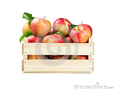 Apples in a wooden box Stock Photo