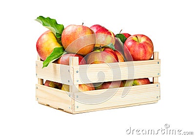 Apples in a wooden box Stock Photo