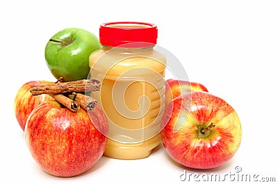 Applesauce And Apples Stock Photo