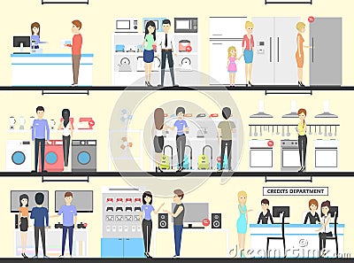 Appliance store set. Vector Illustration