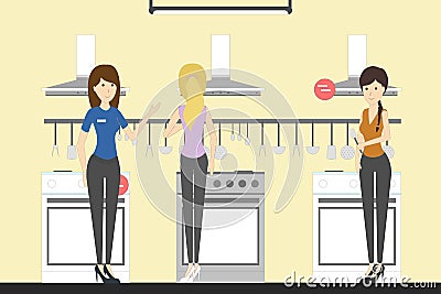 Appliance store with visitors. Vector Illustration