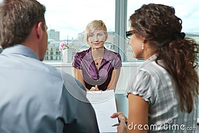 Applicant during job interview Stock Photo