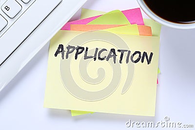 Application apply jobs, job working recruitment employees business desk Stock Photo