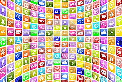 Application Apps App Icon Icons for mobile or smart phone background Stock Photo