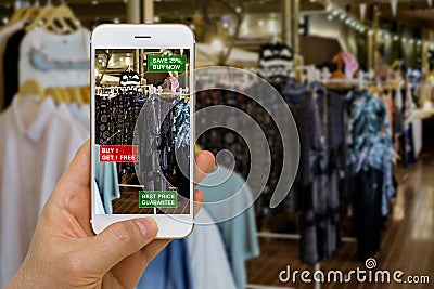 Application of Augmented Reality in Retail Business Concept for Stock Photo