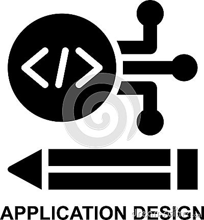 application design, system design, programming, coding, design, software development solid glyph icon Stock Photo