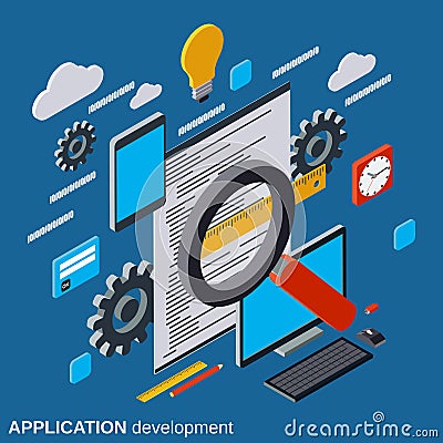 Application development, program coding, software testing vector concept Vector Illustration