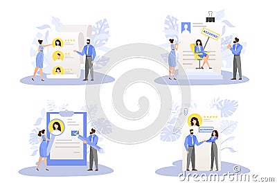 Application document approved set. Idea of employment Vector Illustration