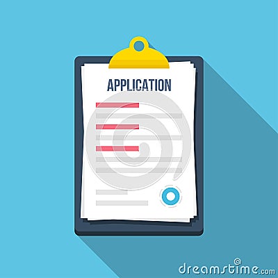Application document form in a flat design. Vector illustration Vector Illustration